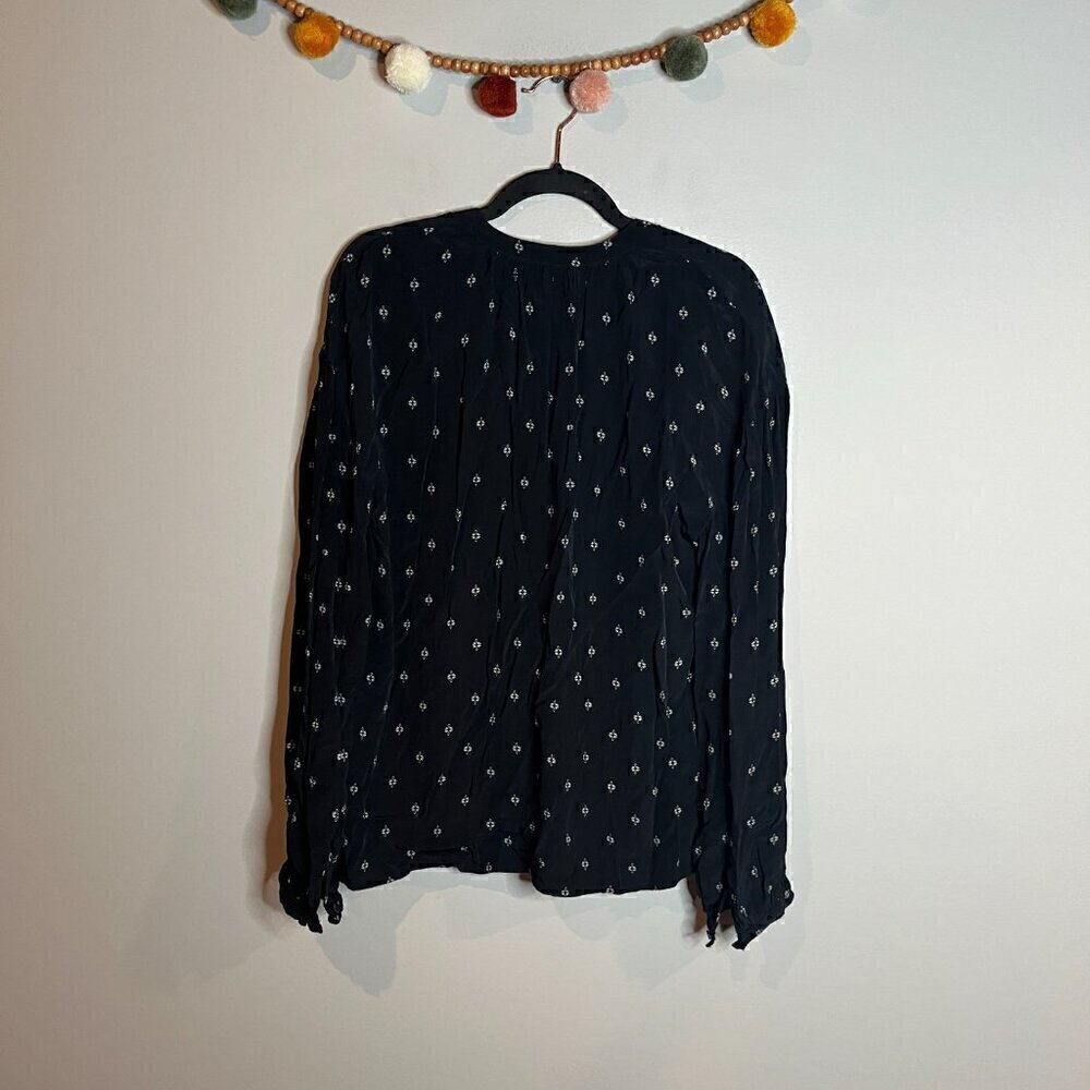 Something Navy Button Down Patterned Blouse - image 5